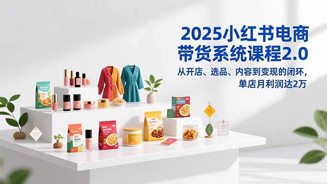 2025小红书电商带货系统课程2.0，从开店、选品、内容到变现的闭环，单店月利润达2万-好耶资源