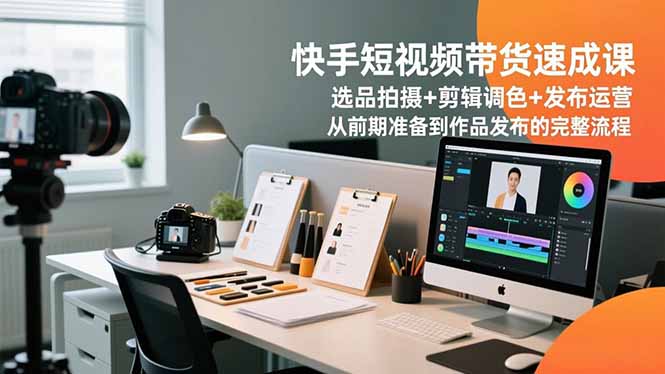 快手短视频带货速成课，选品拍摄+剪辑调色+发布运营，从前期准备到作品发布的完整流程-好耶资源