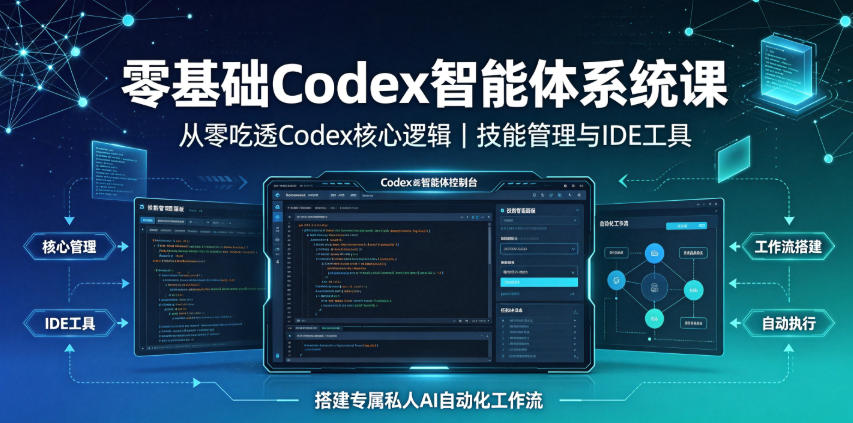 零基础Codex智能体系统课|从零吃透Codex核心逻辑、技能管理与IDE工具,搭建专属私人AI自动化工作流-好耶资源