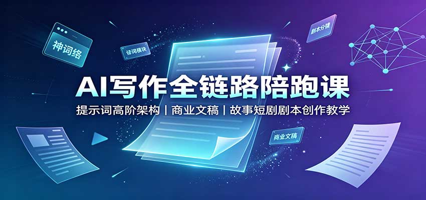 AI写作全链路陪跑课：提示词高阶架构，商业文稿，故事短剧剧本创作教学-好耶资源