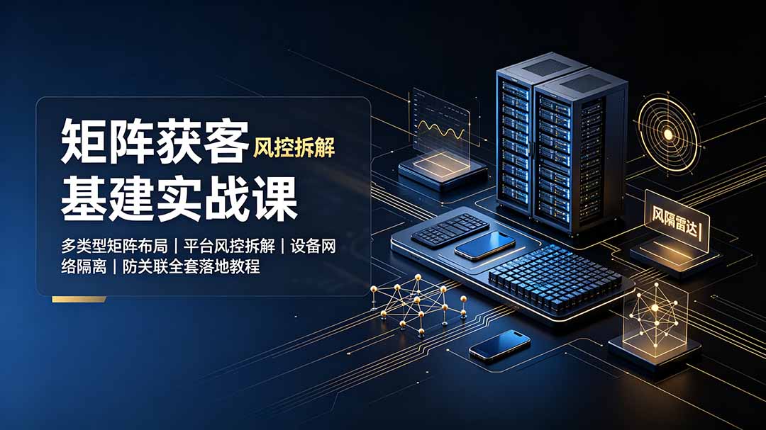 矩阵获客基建实战课:多类型矩阵布局|平台风控拆解|设备网络隔离|防关联全套落地教程-好耶资源