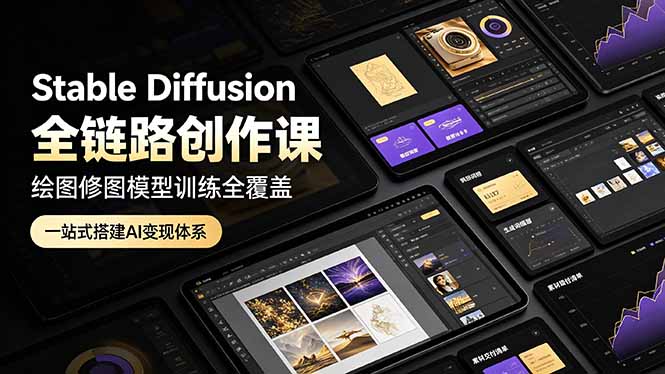 Stable Diffusion全链路创作课，绘图修图模型训练全覆盖，一站式搭建AI变现体系-好耶资源