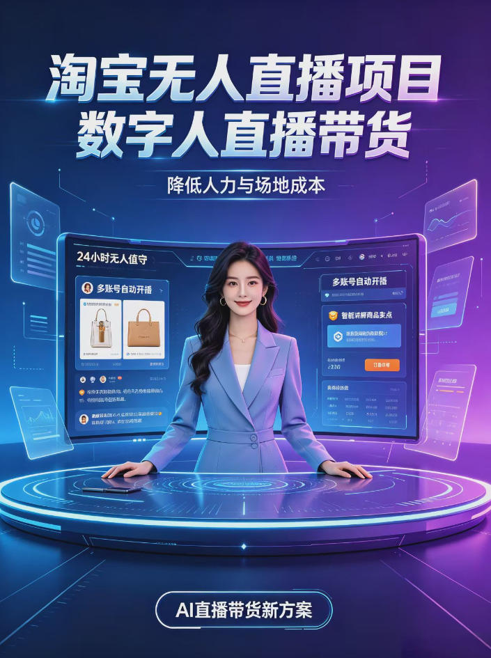 淘宝AI无人直播带货,24小时自动开播低门槛副业,无需真人长时间出镜,持续引流出单【揭秘】-好耶资源