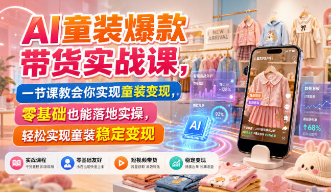 AI童装爆款带货实战课，一节课教会你实现童装变现，零基础也能落地实操-好耶资源