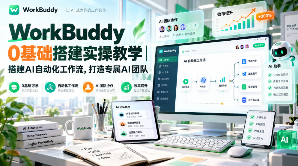 WorkBuddy 0基础搭建实操教学|搭建AI自动化工作流,打造专属AI团队-好耶资源