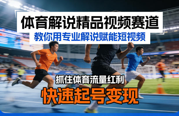 体育解说精品视频赛道，教你用专业解说赋能短视频，抓住体育流量红利，快速起号变现-好耶资源