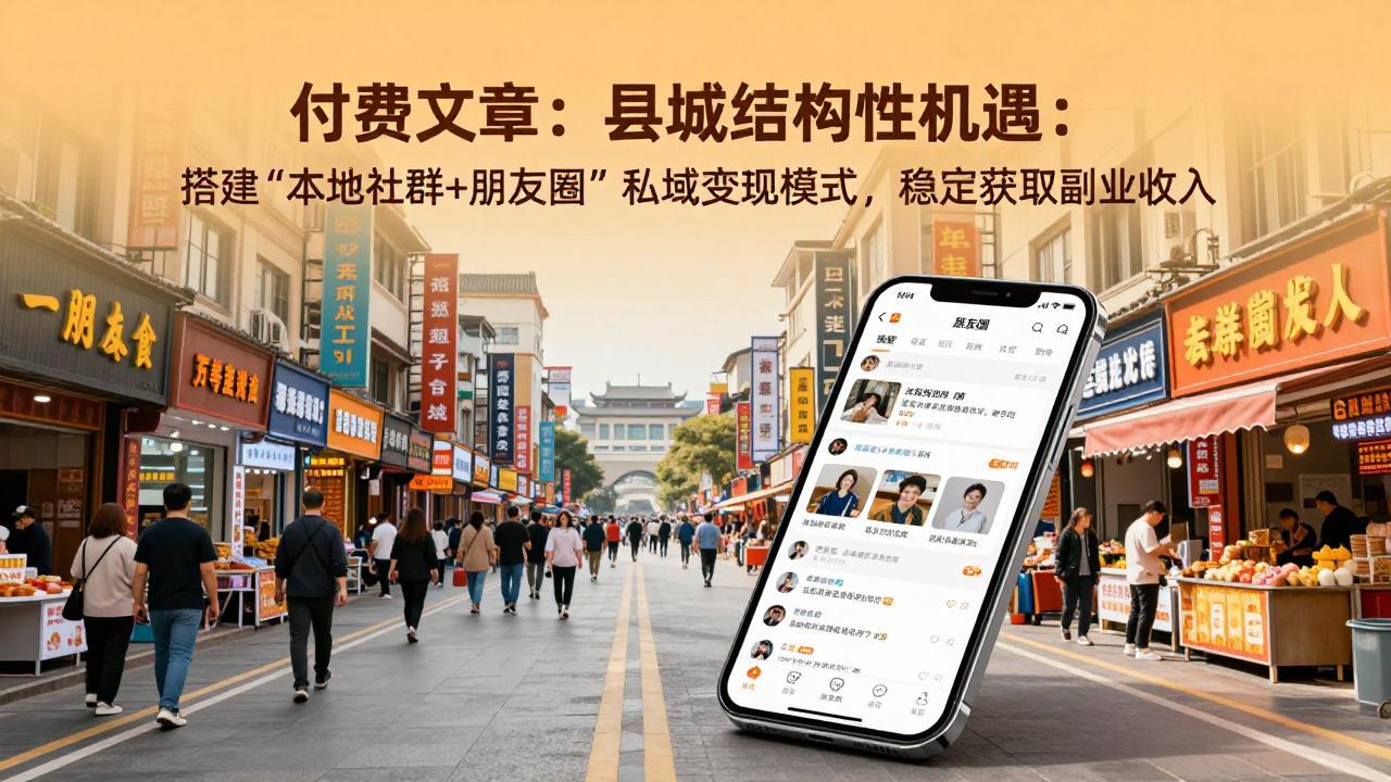付费文章：县城结构性机遇：搭建“本地社群+朋友圈”私域变现模式，稳定获取副业收入-好耶资源