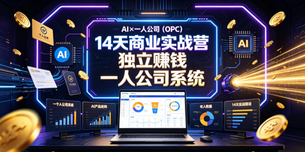 AI×一人公司(OPC)14天商业实战营，用AI帮你搭建一个属于你自己的、能独立賺钱的一人公司系统-好耶资源