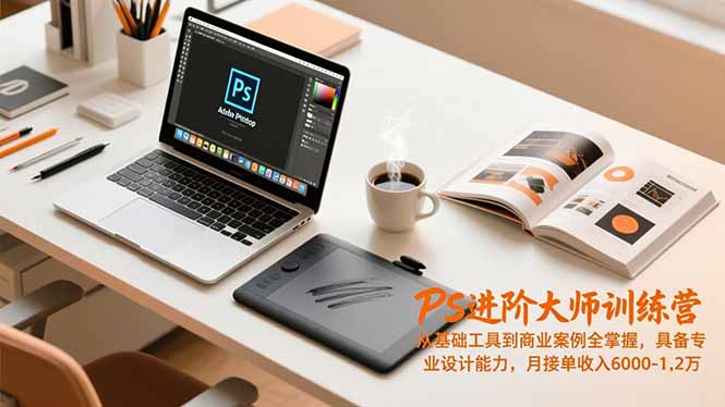 PS进阶大师训练营，从基础工具到商业案例全掌握，具备专业设计能力，月接单收入6000-1.2万-好耶资源