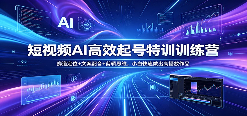 短视频AI高效起号特训训练营：赛道定位+文案配音+剪辑思维，小白快速做出高播放作品-好耶资源