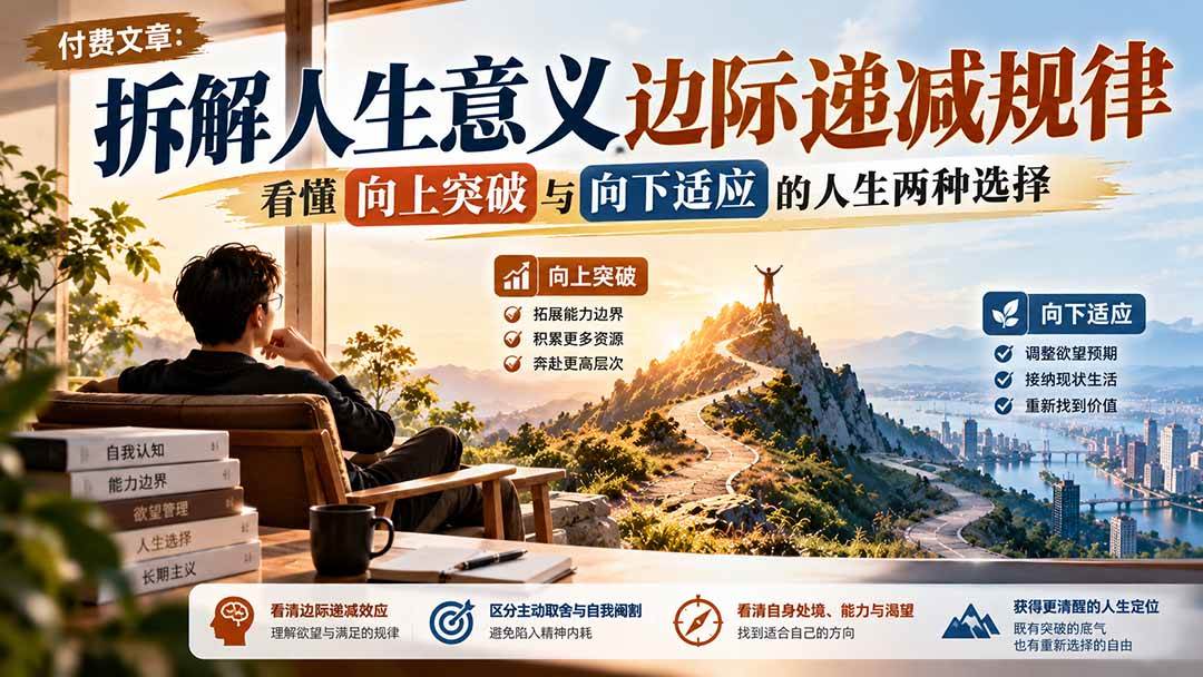 （21233期）付费文章：拆解人生意义边际递减规律，看懂向上突破与向下适应的人生两种选择-好耶资源