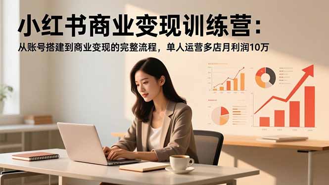 小红书商业变现训练营：从账号搭建到商业变现的完整流程，单人运营多店月利润10万-好耶资源