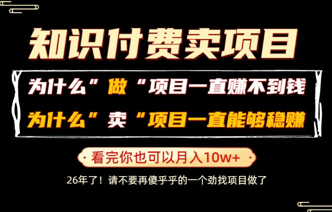 普通人为什么能够靠卖项目轻松月入10W+，而做项目却容易成炮灰，卖项目为什么能够稳賺不赔？【揭秘】-好耶资源