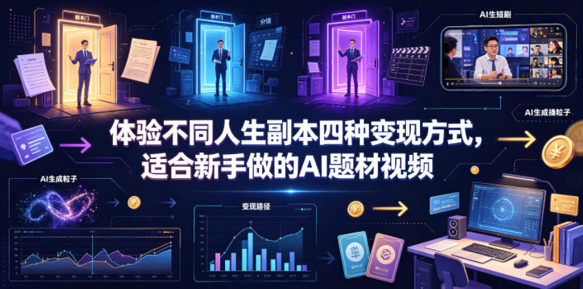 体验不同人生副本四种变现方式,适合新手做的AI题材视频-好耶资源