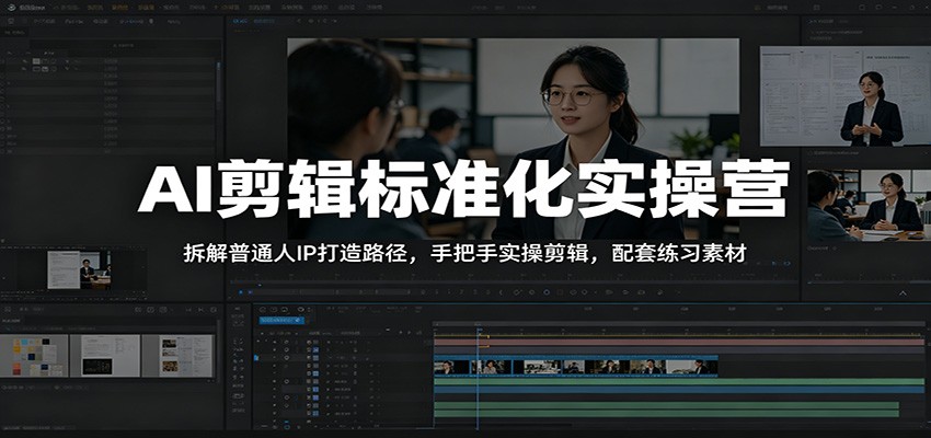AI剪辑标准化实操营:拆解普通人IP打造路径,手把手实操剪辑,配套练习素材-好耶资源