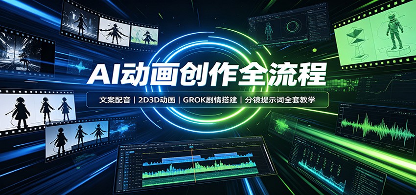AI动画创作全流程：文案配音，2D3D动画，GROK剧情搭建，分镜提示词全套教学-好耶资源