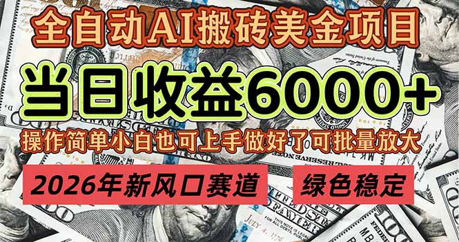 2026年新风口赛道，当日6000+以上，可批量放大，月收入20万+，长期绿色稳定的项目-好耶资源