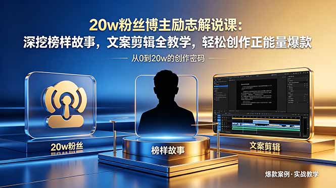 20w粉丝博主励志解说课：深挖榜样故事，文案剪辑全教学，轻松创作正能量爆款-好耶资源
