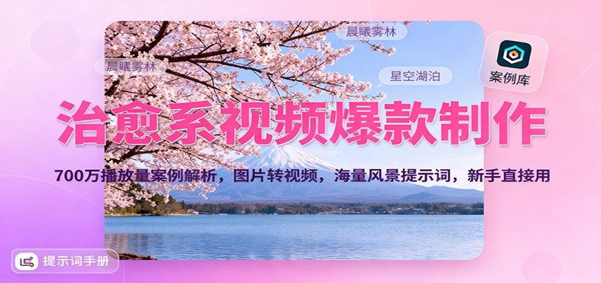 治愈系视频爆款制作，700万播放量案例解析，图片转视频，海量风景提示词，新手直接用-好耶资源