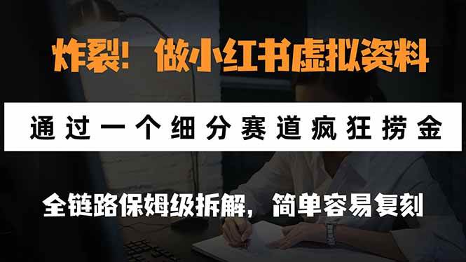 （21206期）炸裂！做小红书虚拟资料，通过一个细分赛道疯狂捞金，全链路保姆级拆解，简单容易复刻-好耶资源
