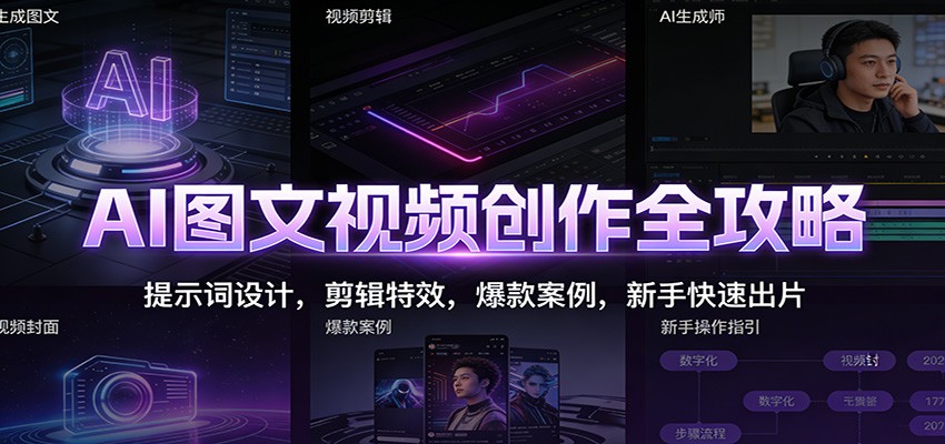 AI图文视频创作全攻略：提示词设计，剪辑特效，爆款案例，新手快速出片-好耶资源