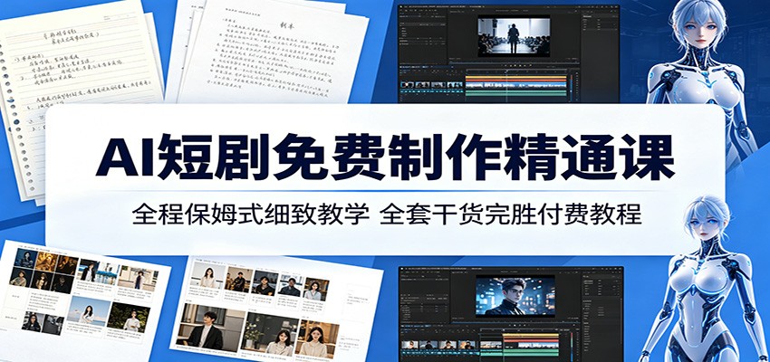 AI短剧免费制作精通课：全程保姆式细致教学，全套干货完胜付费教程-好耶资源