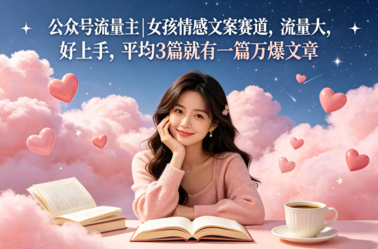 公众号流量主女孩情感文案赛道，流量大，好上手，平均3篇就有一篇万爆文章-好耶资源