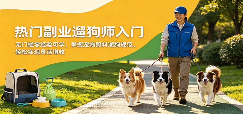 热门副业遛狗师入门，无门槛零经验可学，掌握宠物照料遛狗规范，轻松实现灵活增收-好耶资源