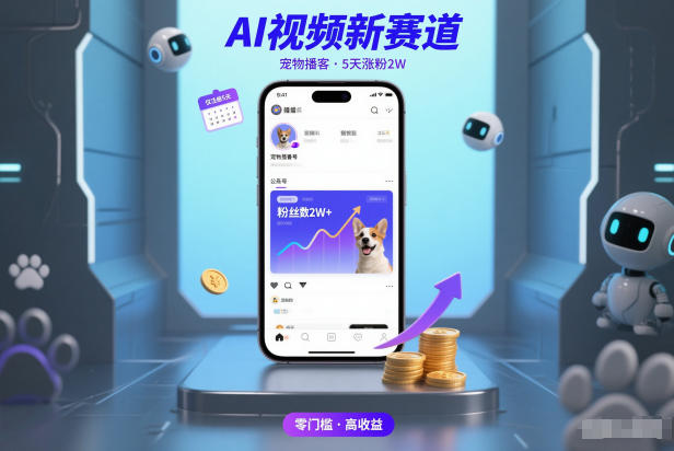AI视频新赛道，宠物播客仅注册5天涨粉2W，收益非常可观-好耶资源