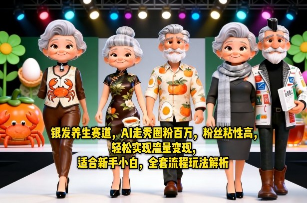 银发养生赛道，AI走秀圈粉百万，粉丝粘性高，轻松实现流量变现，适合新手小白，全套流程玩法解析-好耶资源