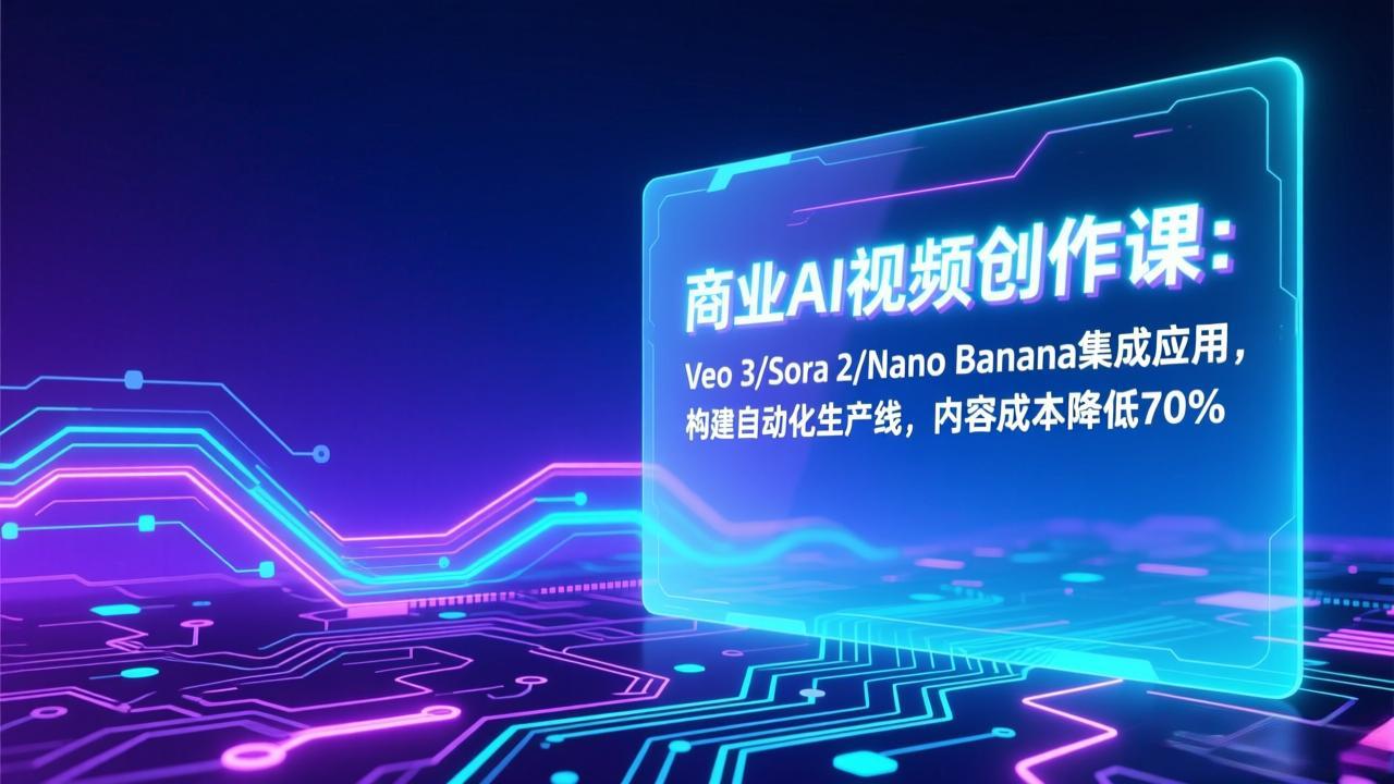 商业AI视频创作课：Veo 3/Sora 2/Nano Banana集成应用，构建自动化生产线，内容成本降低70%-好耶资源