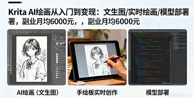 （16222期）Krita AI绘画从入门到变现：文生图/实时绘画/模型部署，副业月均6000元-好耶资源