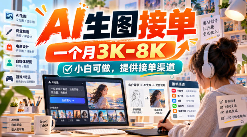 AI生图接单,一个月3K-8K,小白可做,提供接单渠道-好耶资源