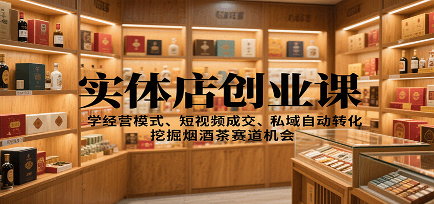 实体店创业课：学经营模式、短视频成交、私域自动转化，挖掘烟酒茶赛道机会-好耶资源