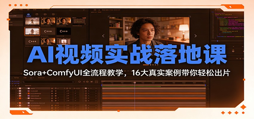AI视频实战落地课:Sora+ComfyUI全流程教学,16大真实案例带你轻松出片-好耶资源