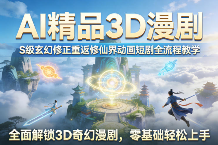 AI精品3D漫剧S级玄幻修正重返修仙界动画短剧全流程教学，全面解锁3D奇幻漫剧，零基础轻松上手-好耶资源