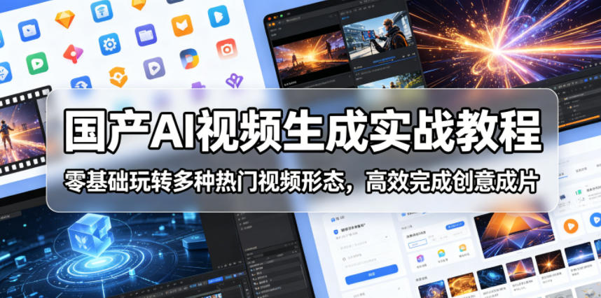 国产AI视频生成实战教程，零基础玩转多种热门视频形态，高效完成创意成片-好耶资源