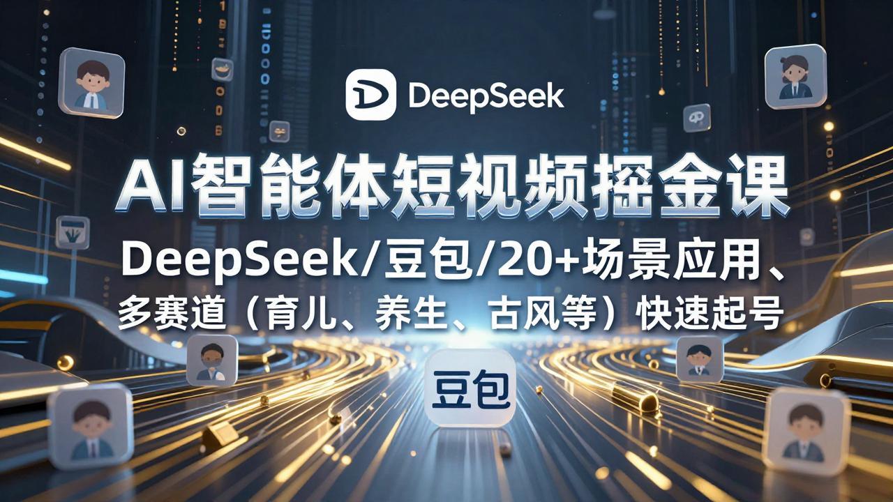 AI智能体短视频掘金课,DeepSeek/豆包/20+场景应用、多赛道(育儿、养生、古风等-好耶资源