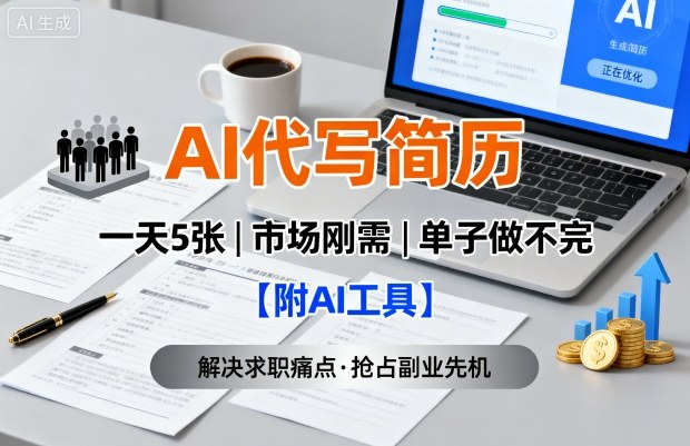AI代写简历，一天5张，今年找工作难，市场刚需，单子做不完【附AI工具】-好耶资源