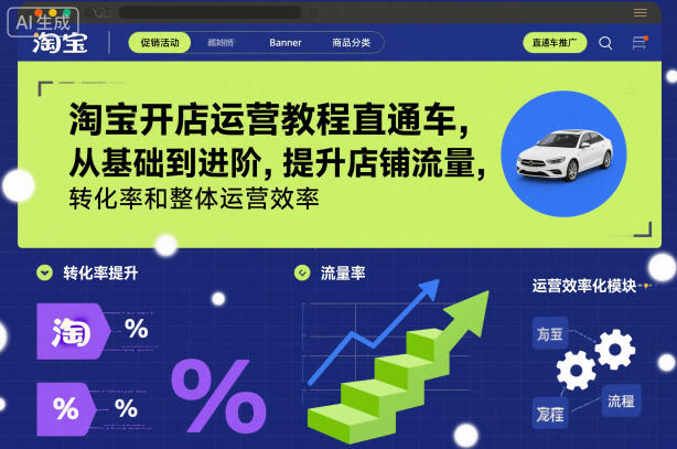 淘宝开店运营教程直通车,从基础到进阶,提升店铺流量,转化率和整体运营效率(更新26年3月)-好耶资源