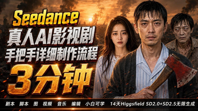 3分钟真人AI影视剧怎么做?SD 2.0手把手完整制作流程|Higgsfield 14天SD 2.0/2.5无限生成-好耶资源