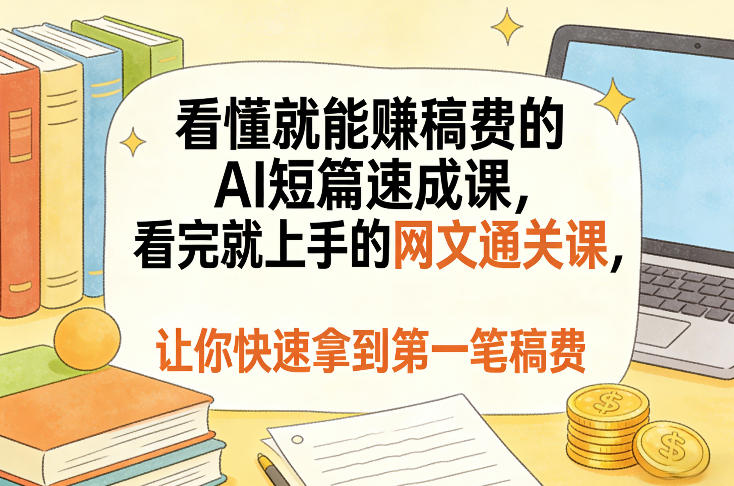 看懂就能賺稿费的AI短篇速成课，看完就上手的网文通关课，让你快速拿到第一笔稿费(更新8月)-好耶资源