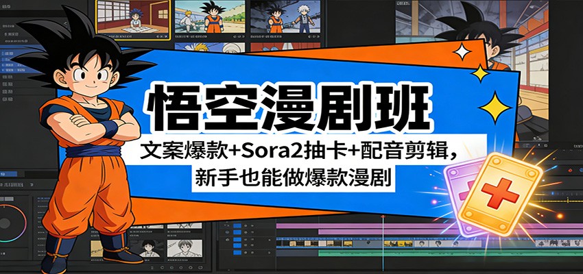 悟空漫剧班：文案爆款+Sora2抽卡+配音剪辑，新手也能做爆款漫剧-好耶资源