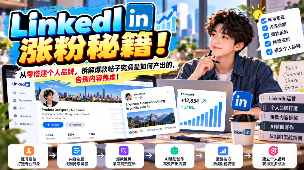 LinkedIn涨粉秘籍！从零搭建个人品牌，拆解爆款帖子究竟是如何产出的，告别内容焦虑！【原创双语字幕】-好耶资源
