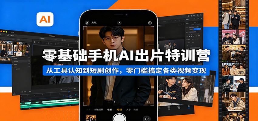 零基础手机AI出片特训营：从工具认知到短剧创作，零门槛搞定各类视频变现-好耶资源