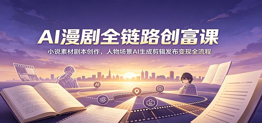 AI漫剧全链路创富课:小说素材剧本创作,人物场景AI生成剪辑发布变现全流程-好耶资源