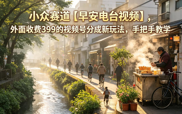 小众赛道【早安电台视频】,外面收费399的视频号分成新玩法,手把手教学-好耶资源