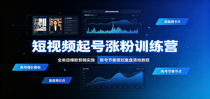 短视频起号涨粉训练营：全类目爆款剪辑实操，账号节奏规划复盘落地教程-好耶资源