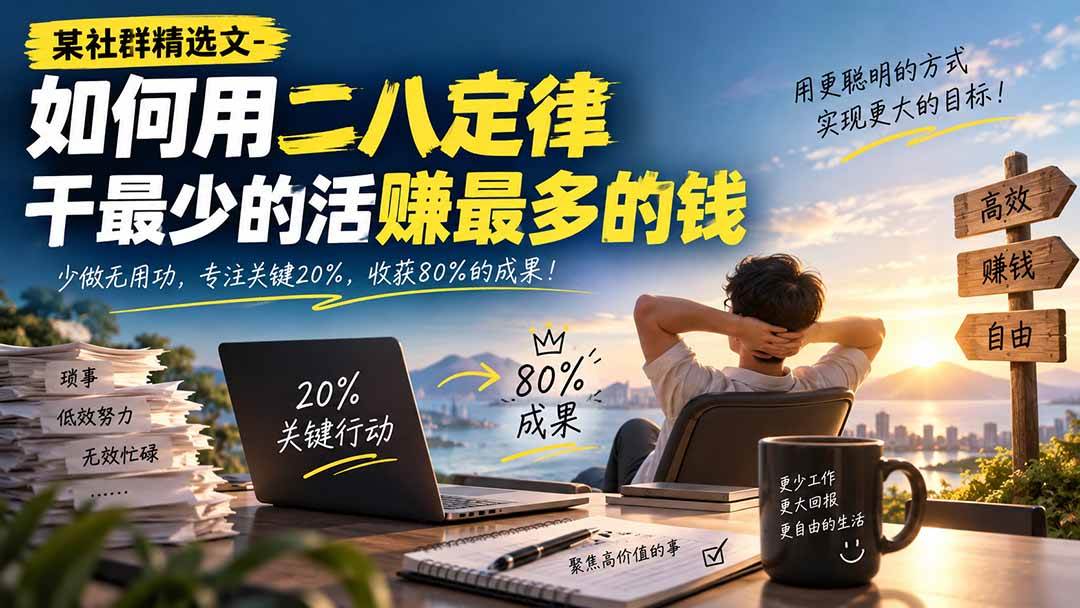 (20385期)某社群精选文-如何用二八定律干最少的活赚最多的钱-好耶资源