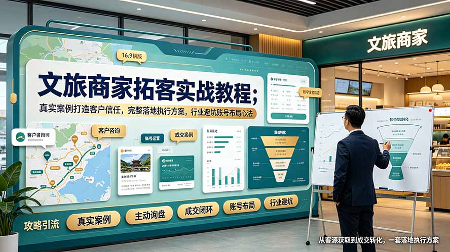 文旅商家拓客实战教程;真实案例打造客户信任,完整落地执行方案,行业避坑账号布局心法-好耶资源
